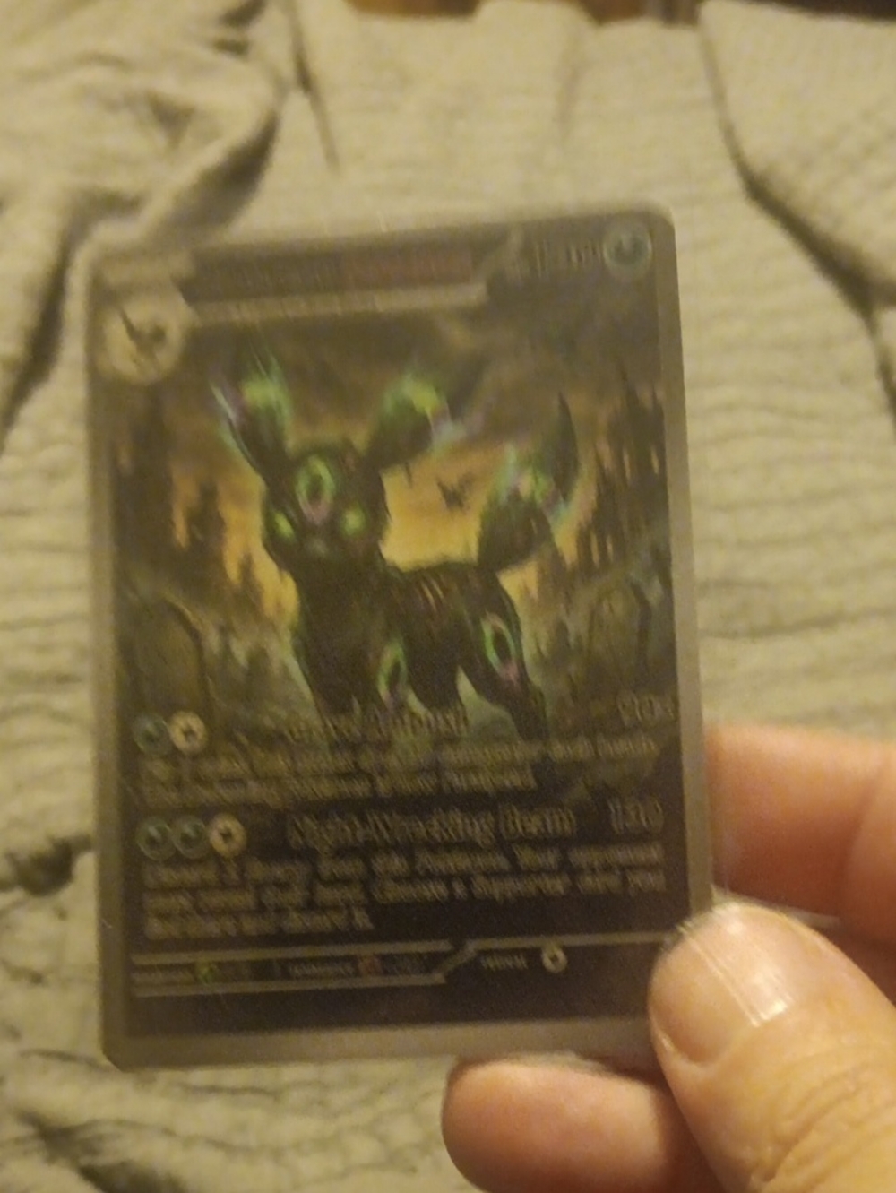 Pokemon Black Card with Bright Green Highlights